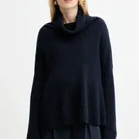 Kašmírový svetr MAX&Co. dámský, tmavomodrá barva, s golfem, 2528366044200