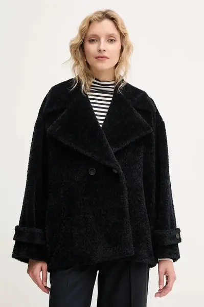 Vlněný kabát Marella tmavomodrá barva, 2523086091200