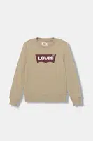 Dětská mikina Levi's BATWING CREWNECK béžová barva, s kapucí, s potiskem, 9E9079