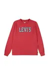 Dětské bavlněné tričko s dlouhým rukávem Levi's 1873 PREP LS TEE červená barva, s potiskem, 9EN713