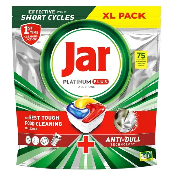 JAR Tablety do myčky Platinum Plus All-in-One Yellow 75 ks