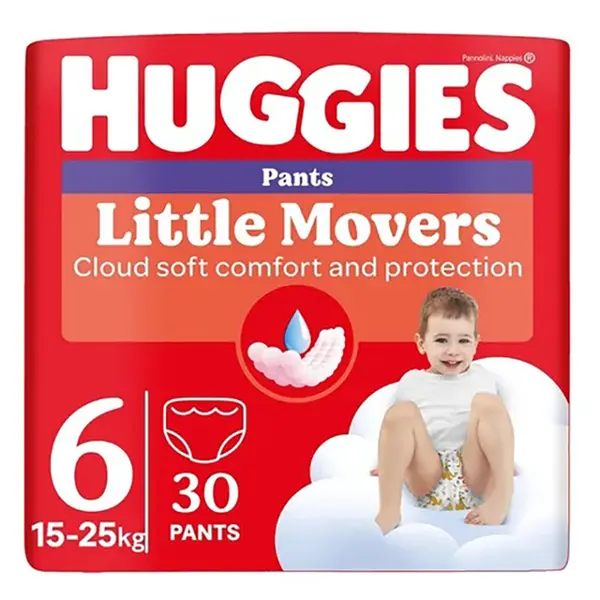 HUGGIES Dětské plenky Little Movers Pants 6 velikost 15-25 kg 30 kusů
