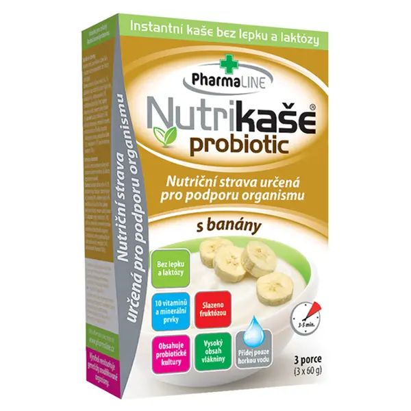 PHARMALINE Nutrikaše probiotic s banány 3 x 60 g