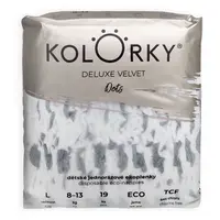 KOLORKY DELUXE VELVET Jednorázové EKO plenky puntíky L (8-13 kg) 19 kusů
