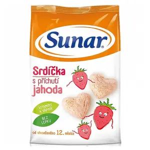 SUNAR Dětské křupky jahodové srdíčka 12m+ 50 g