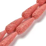 Synthetic Coral Carved Beads Strands