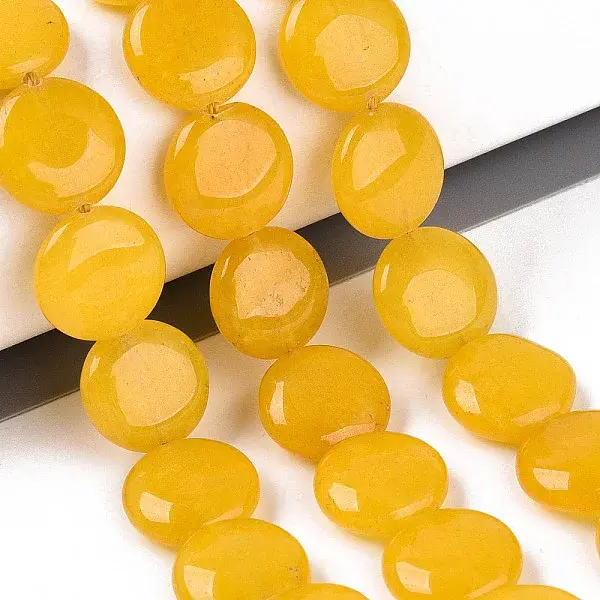 Dyed Natural White Jade Coin Beads Strands