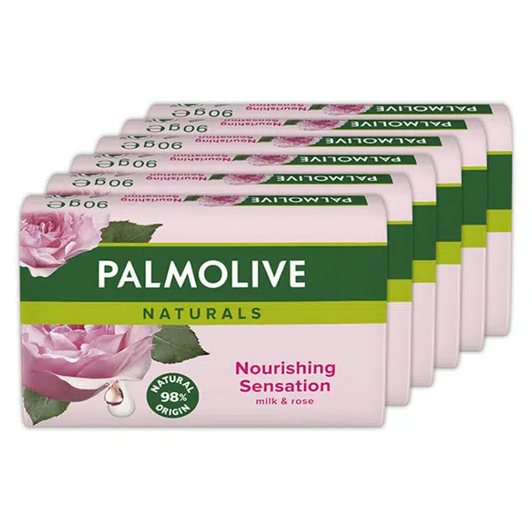 PALMOLIVE Naturals Tuhé mýdlo Milk & Rose 6x 90 g