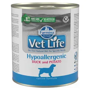 VET LIFE Natural Hypoaller Duck&Potato konzerva pro psy 300 g