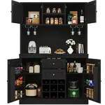 Modenvie BUFFET skříň z MDF, 120/40/188 cm černá, s vinotékou a nastavitelnými policemi