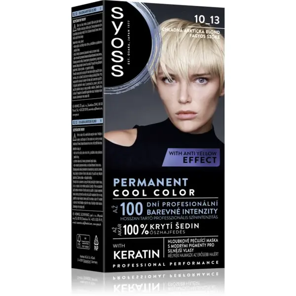 Syoss Permanent Cool Color permanentní barva na vlasy s chladným podtónem odstín 10_13 Arktická blond 1 ks