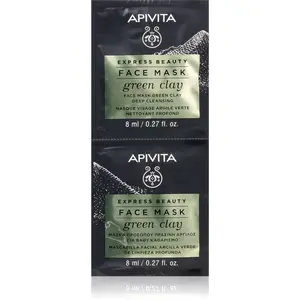 Apivita Express Beauty Cleansing Face Mask Green Clay čisticí a vyhlazující pleťová maska se zeleným jílem 2x8 ml