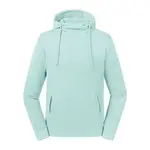Niebieska bluza unisex Pure Organic High Collar Hooded Sweat Russell