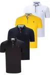 QUAD SET T8582 DEWBERRY MENS T-SHIRT-BLACK-WHITE-NAVY BLUE-YELLOW