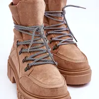 FG2 Dámske semišové čipky -up topánky Dark Beige Acorn