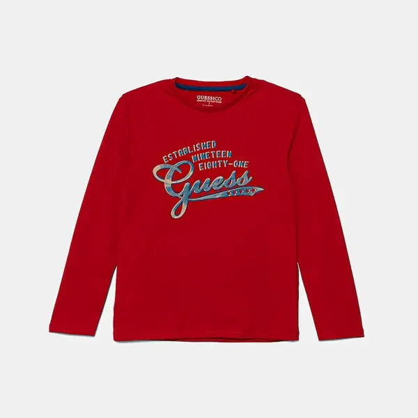 Detská bavlnená košeľa s dlhým rukávom Guess