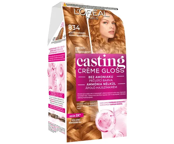 Přeliv bez amoniaku Loréal Casting Créme Gloss - 834 zlatý karamel - L’Oréal Paris + dárek zdarma