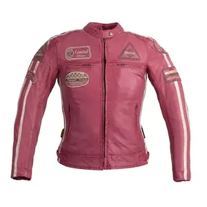Dámská kožená moto bunda W-TEC Sheawen Lady Pink růžová L
