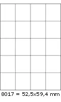 Samolepicí etikety 52,5 x 59,4 mm, 20 etiket, A4, 100 listů