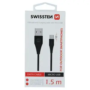 Datový kabel SWISSTEN USB / USB-C 3.1 black 1,5m (9mm)
