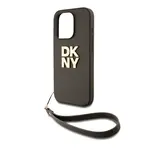 Zaní kryt DKNY PU Leather Stack Logo Wrist Strap pro Apple iPhone 15 Pro Max, zelená