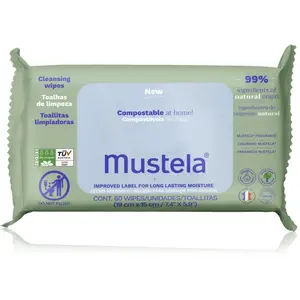 Mustela Compostable at Home Cleansing Wipes čisticí ubrousky s parfemací pro děti od narození 60 ks