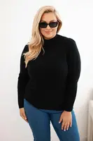 Kesi Włoski Dámsky sveter Plus Size z viskózy s golierom čierny