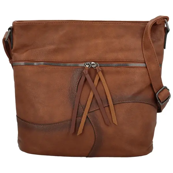 Stylová dámská koženková crossbody kabelka Herta, hnědá