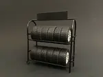 Metal Tire Rack with Rims and Tires for 1/24 Scale Models by American Diorama