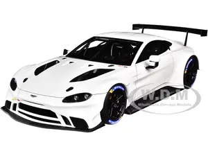 2018 Aston Martin Vantage GTE Le Mans PRO White with Carbon Accents 1/18 Model Car by Autoart