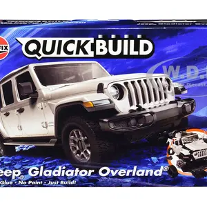 Skill 1 Model Kit Jeep Gladiator (JT) Overland Silver Snap Together Painted Plastic Model Car Kit by Airfix Quickbuild