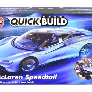 Skill 1 Model Kit McLaren Speedtail Light Blue with Black Top Snap Together Painted Plastic Model Car Kit by Airfix Quickbuild