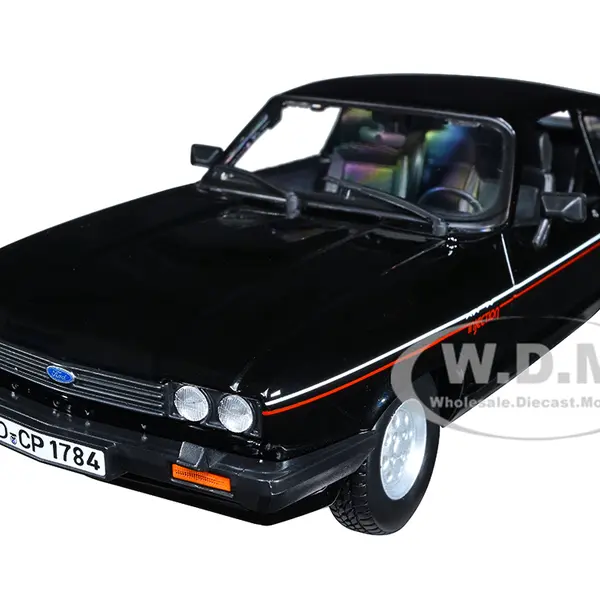 1982 Ford Capri Black with Stripes 1/24 Diecast Model Car by Bburago