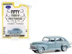 1946 Ford Super Deluxe Fordor Light Blue "Fifty Years of Ford Progress - Golden Jubilee" "Anniversary Collection" Series 16 1/64 Diecast Model Car by