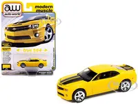2010 Chevrolet Camaro RS/SS Rally Yellow with Black Stripes "Modern Muscle" Series 1/64 Diecast Model Car by Auto World
