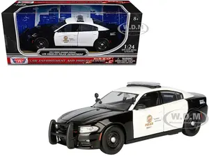 2023 Dodge Charger Pursuit Police Car "LAPD (Los Angeles Police Department)" Black and White "Law Enforcement and Public Service" Series 1/24 Diecast