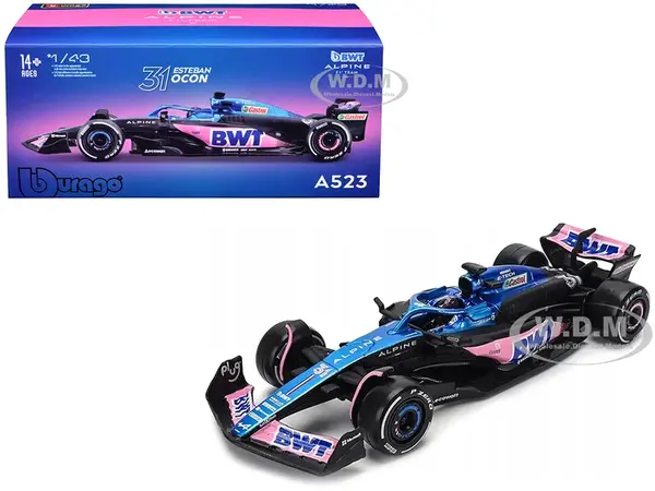 Alpine A523 31 Esteban Ocon "BWT" "Formula One F1 World Championship" (2023) with Driver in Car 1/43 Diecast Model Car by Bburago