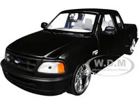2001 Ford F-150 XLT Flareside Supercab Pickup Truck Matt Black with White Interior "Maxx Design" "American Classics" Series 1/24 Diecast Model Car by