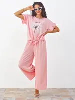Resti Women's casual set with a short-sleeved blouse and wide pants