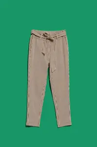 DÁMSKÉ KALHOTY L-SP-4015 BROWN_OFF BÍLÉ