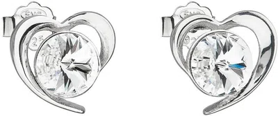 Evolution Group - Pavona Stříbrné náušnice s krystaly Swarovski bílé srdce 31259.1