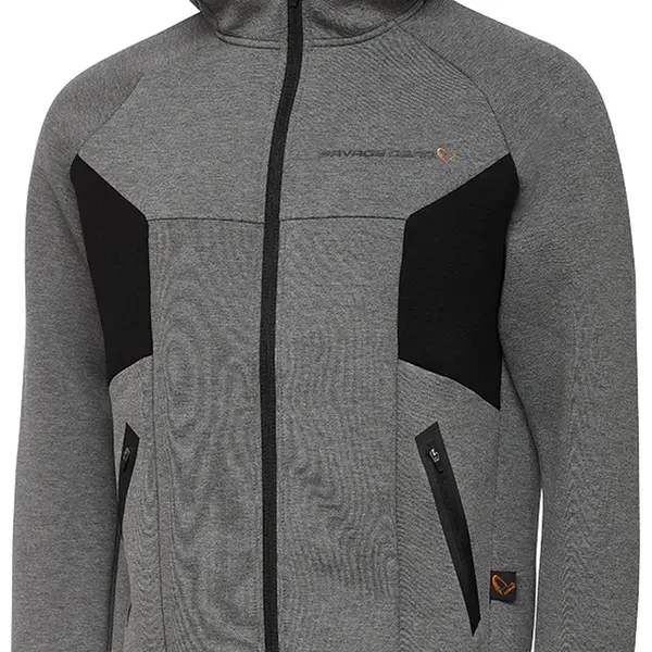 Savage gear mikina tec foam zip hoodie dark grey melange - l
