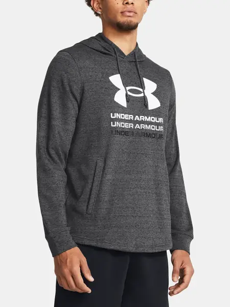 Tmavosivá športová mikina Under Armour UA Rival Terry Graphic Hood