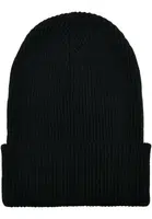 Ribbed knit cap made of recycled yarn black