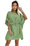 287-27 SOFIA Butterfly dress with a binding at the waist - olive color