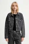 Rifľová bunda Levi's šedá farba, prechodná, oversize, A9456