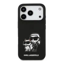 Zadní kryt Karl Lagerfeld Liquid Silicone K&CH Sketch MagSafe pro Apple iPhone 17 Pro, černá