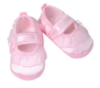 Baby Nellys Kojenecké capáčky/botičky saténové s volánkem,  růžové vel.  62/68, 11,5 cm