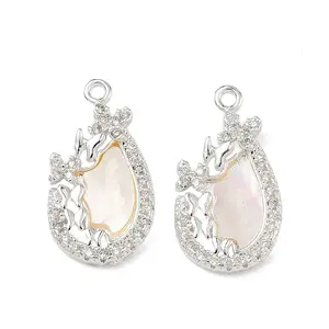 Brass Micro Pave Clear Cubic Zirconia Pendants