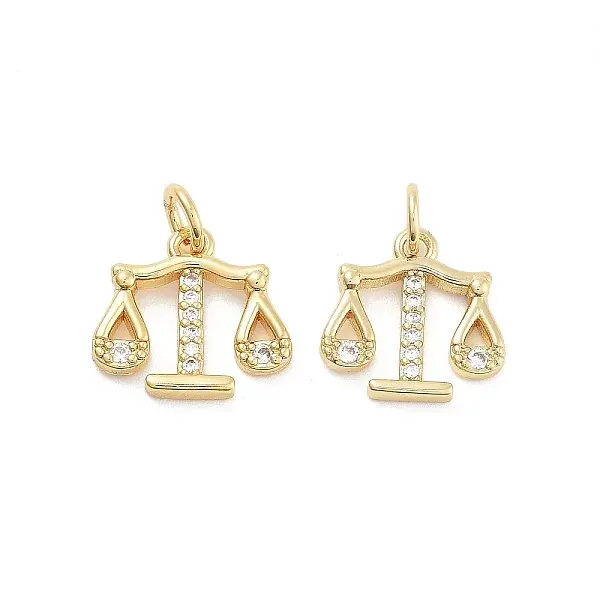 Balance Rack Plating Brass Micro Pave Cubic Zirconia Charms